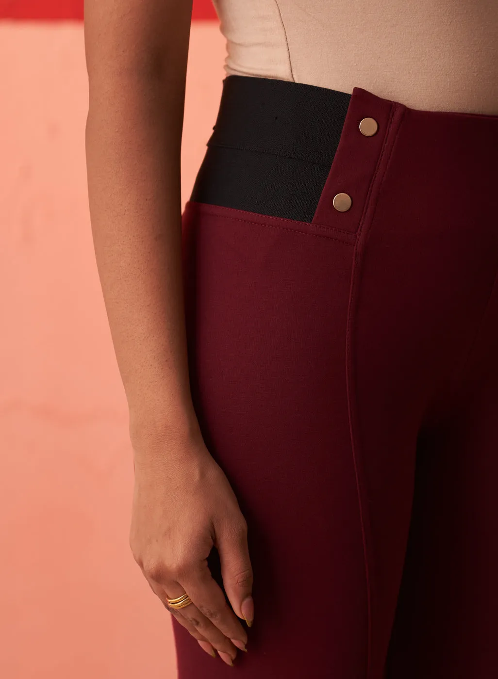 Anaya Maroon Skinny Fit Trousers for Women