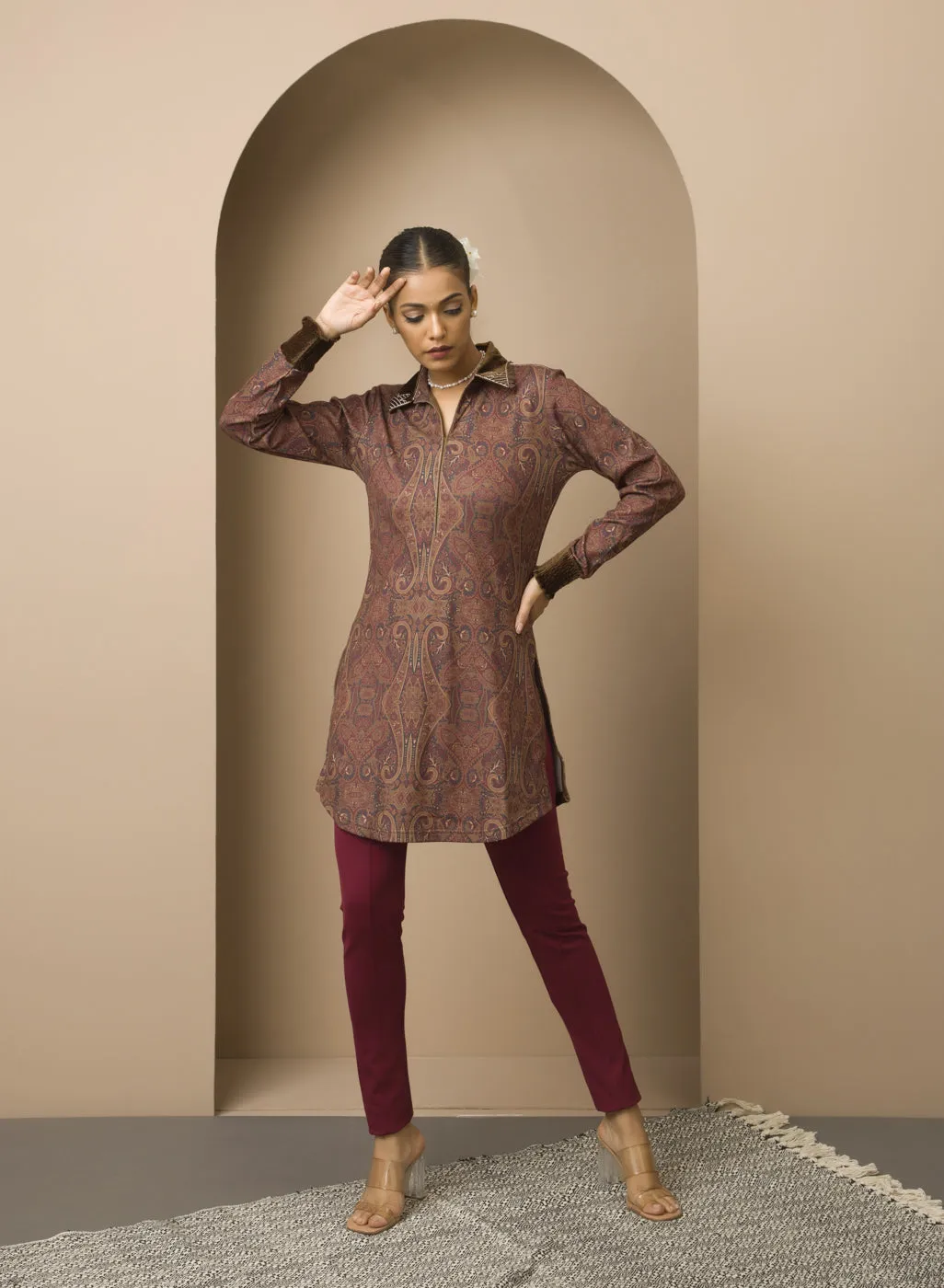 Anaya Maroon Skinny Fit Trousers for Women