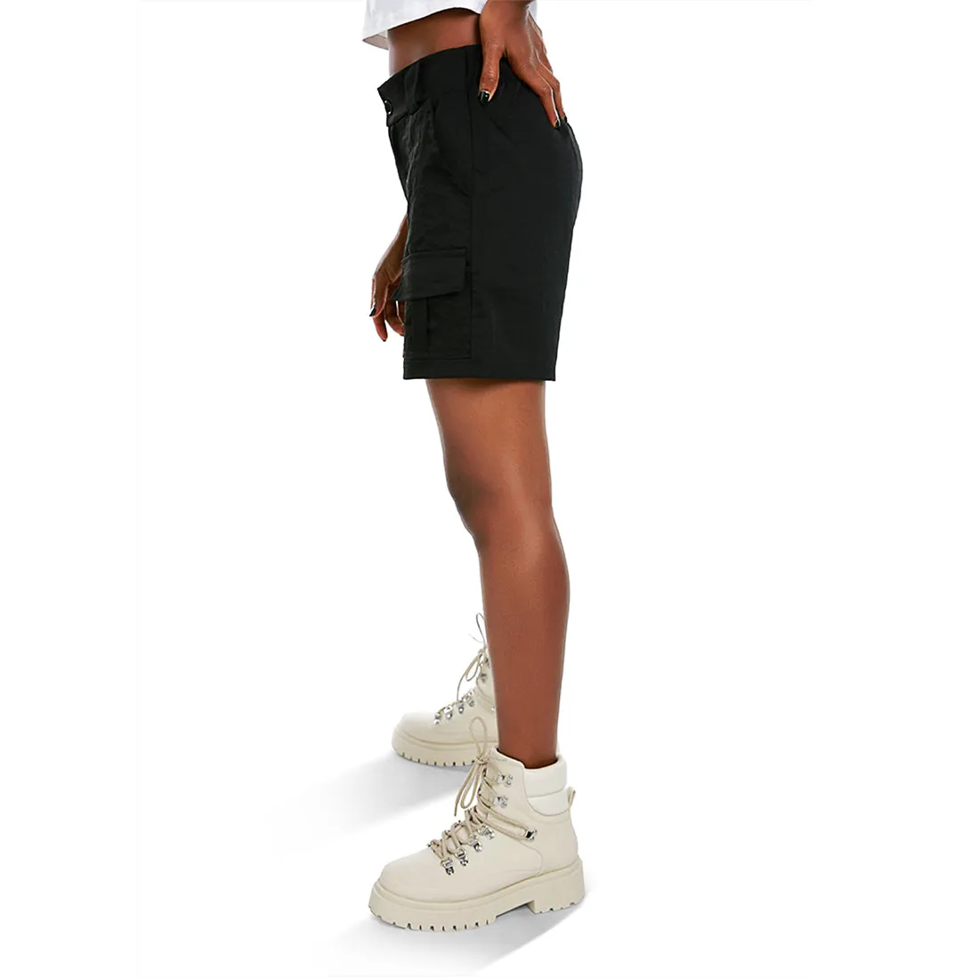 Belt Loop Solid Cargo Shorts