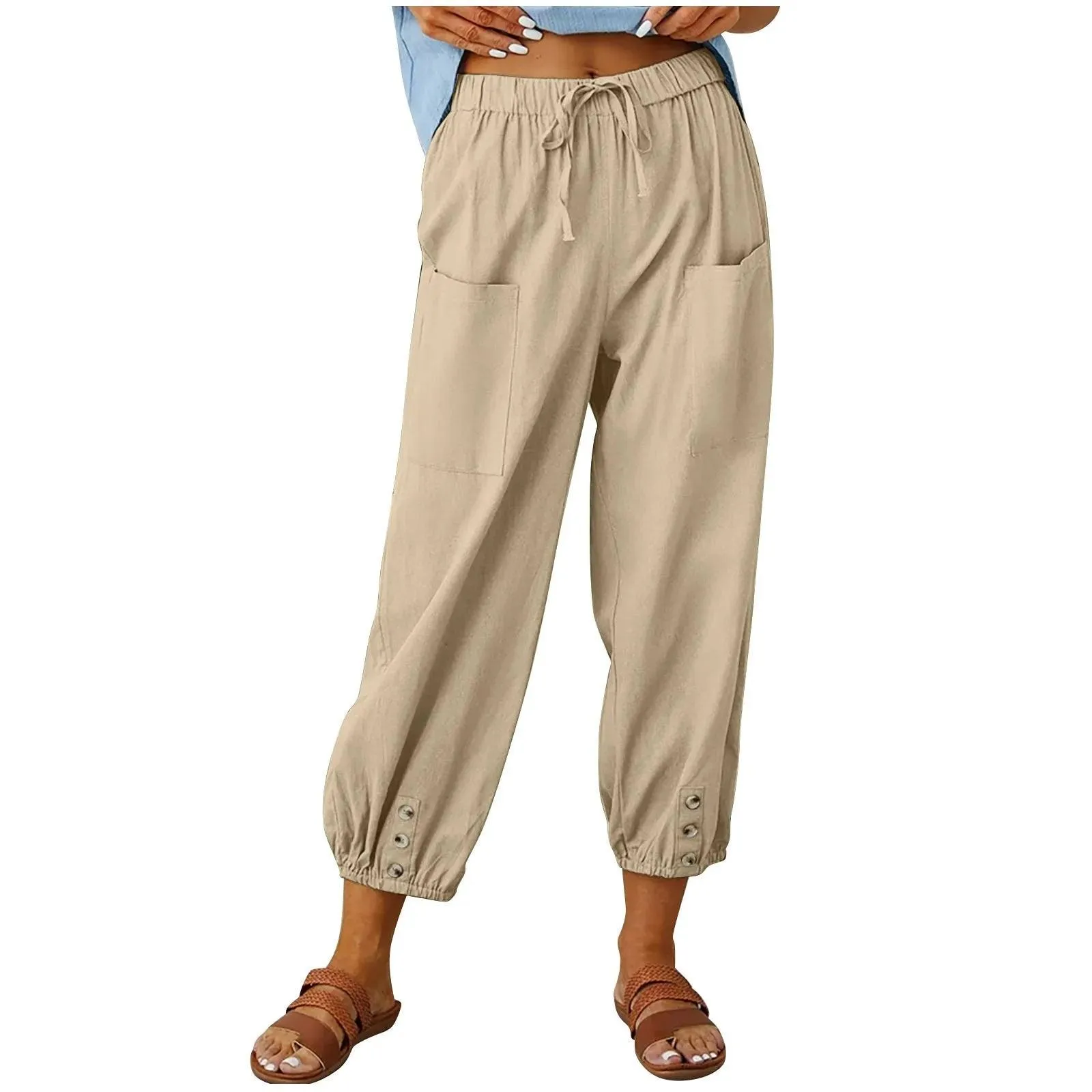 Big Sale 50% OFFWomen's Capri Pants Wide Leg Drawstring