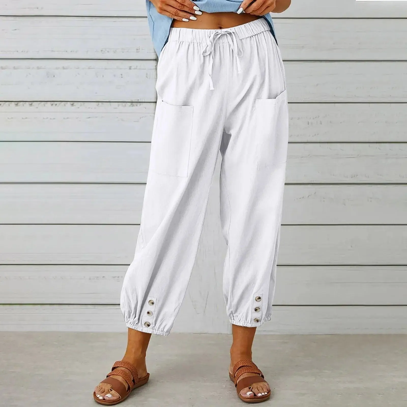 Big Sale 50% OFFWomen's Capri Pants Wide Leg Drawstring