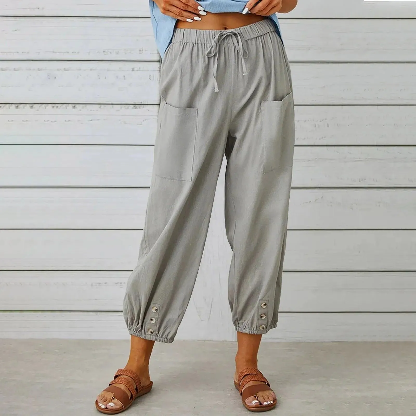 Big Sale 50% OFFWomen's Capri Pants Wide Leg Drawstring
