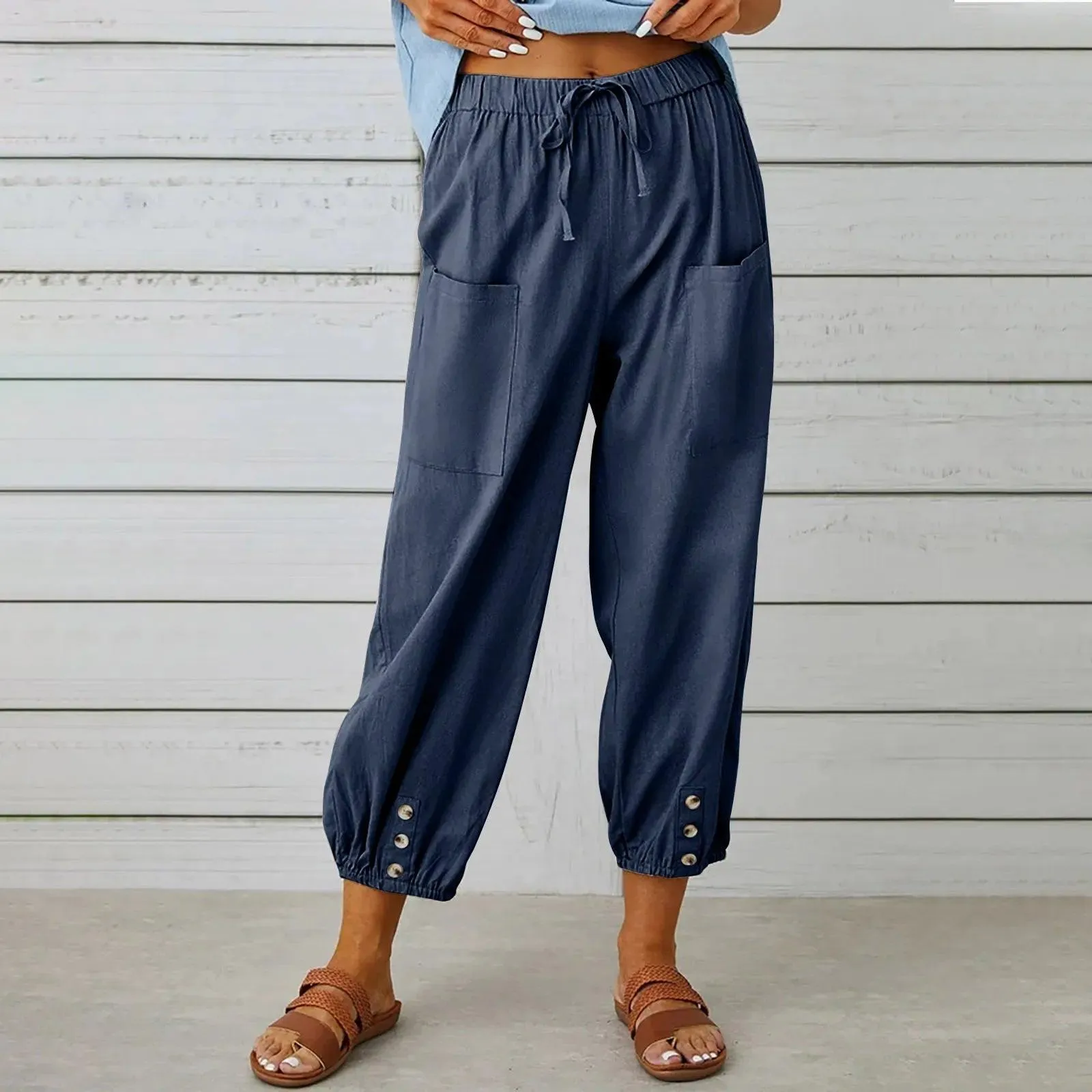 Big Sale 50% OFFWomen's Capri Pants Wide Leg Drawstring