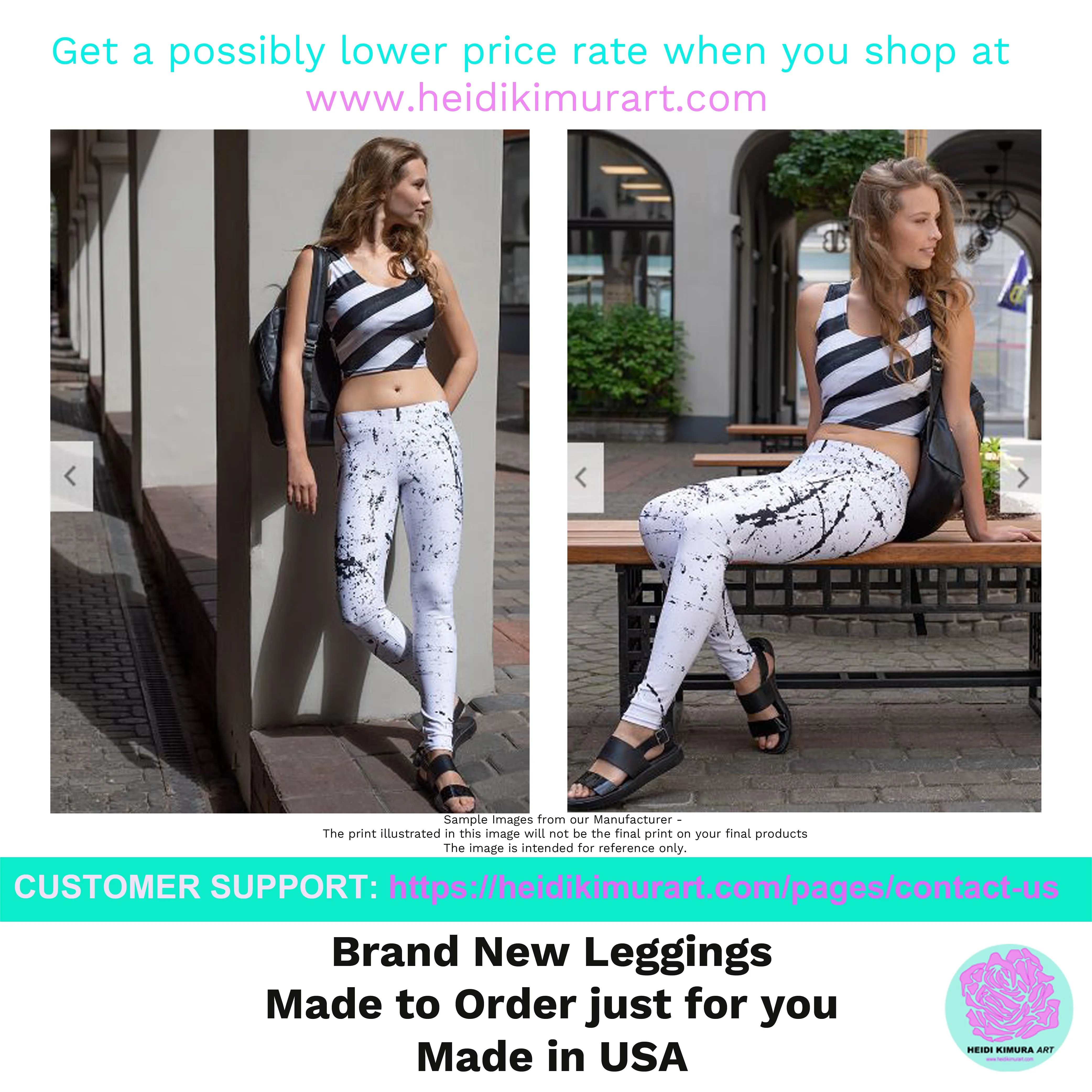 Blue Orchids Yoga Capri Leggings, Floral Print Capris Active Tights Leggings-Made in USA/EU