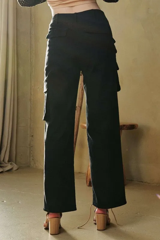 Blue Zone Planet |  Davi & Dani Flap Pocket Mid Rise Cargo Pants