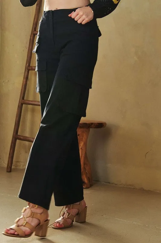 Blue Zone Planet |  Davi & Dani Flap Pocket Mid Rise Cargo Pants