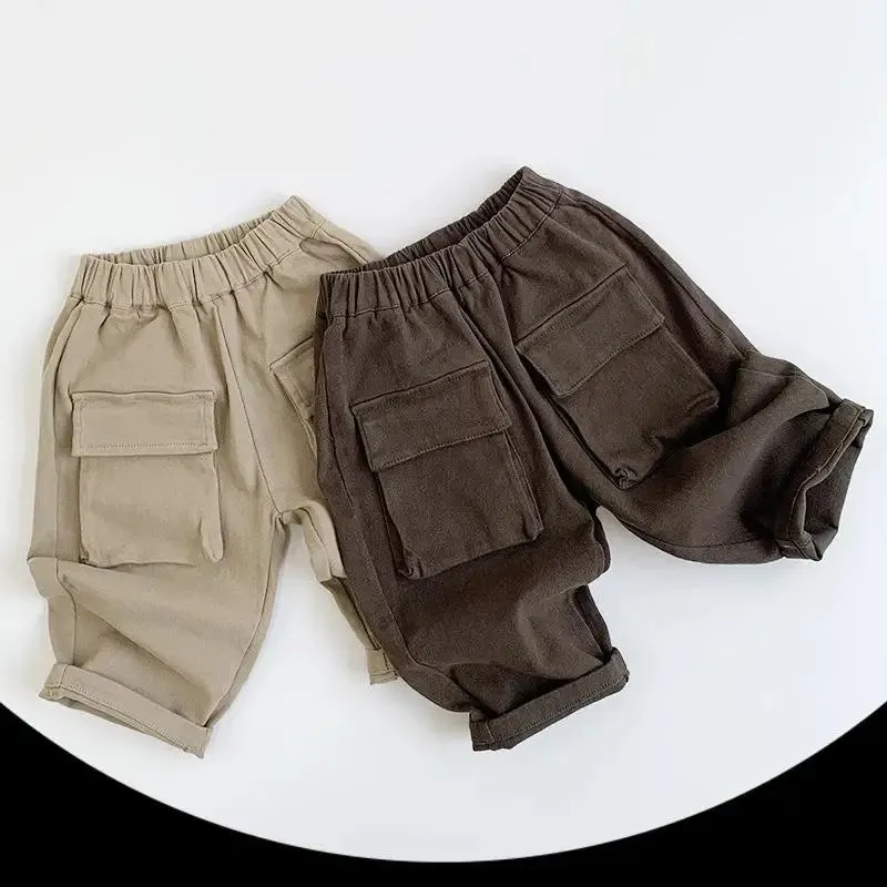Casual Big Pocket Solid Pants