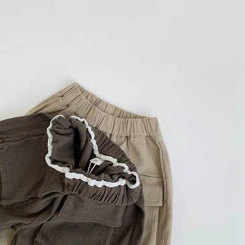 Casual Big Pocket Solid Pants