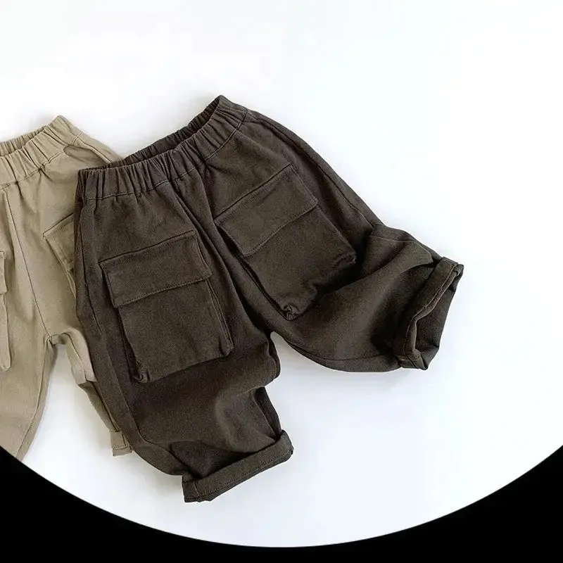 Casual Big Pocket Solid Pants