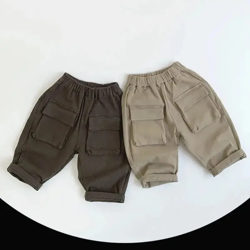 Casual Big Pocket Solid Pants