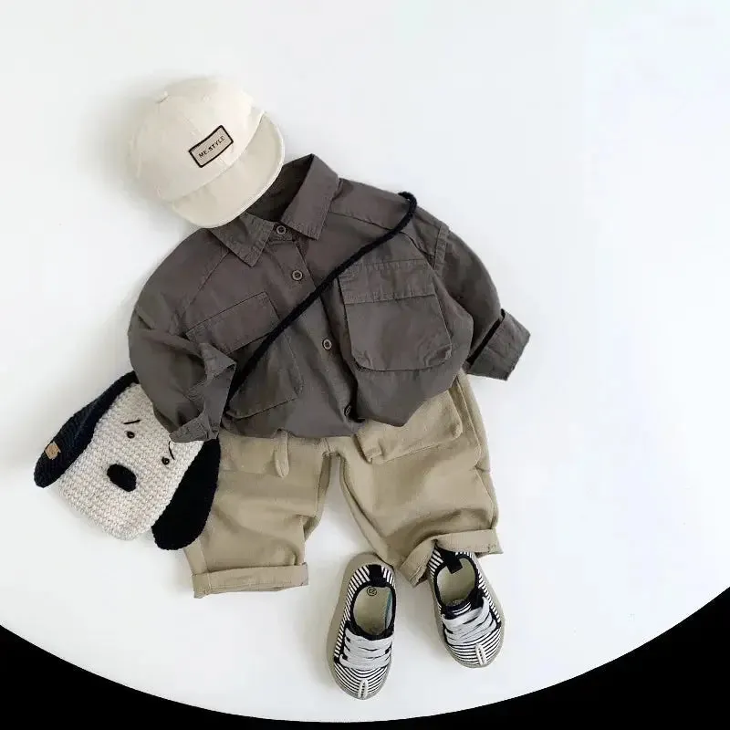 Casual Big Pocket Solid Pants