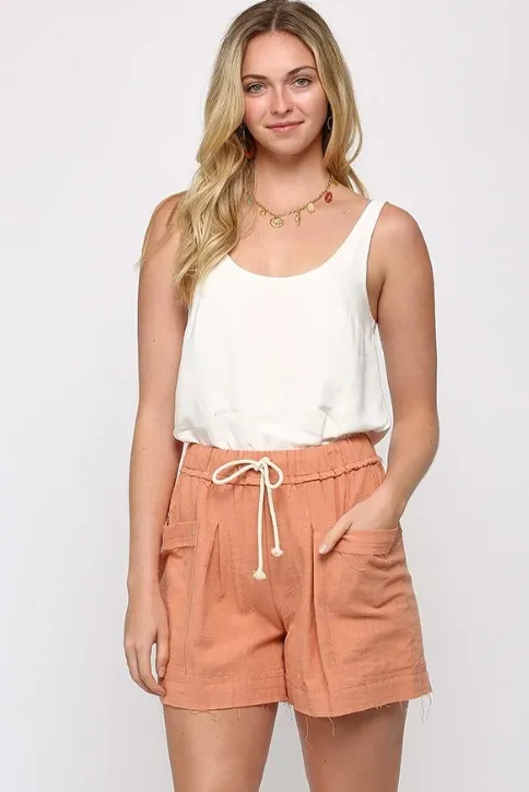 Casual Cotton Frayed Shorts