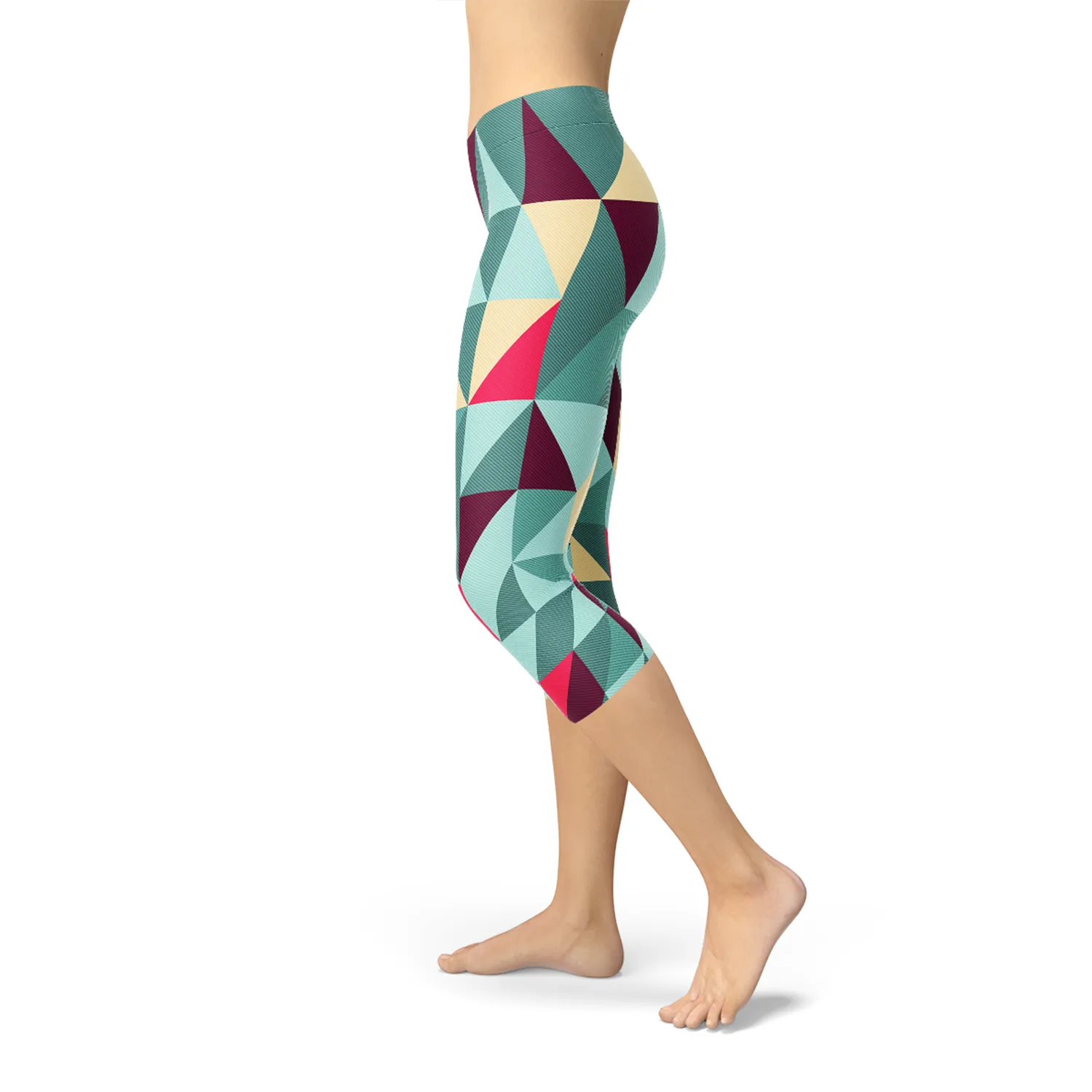 Chic Geometric Triangle Print Capri Leggings for Women
