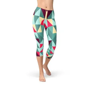 Chic Geometric Triangle Print Capri Leggings for Women