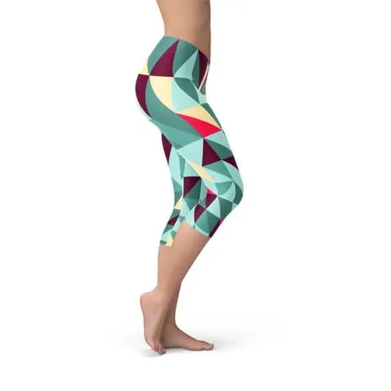Chic Geometric Triangle Print Capri Leggings for Women