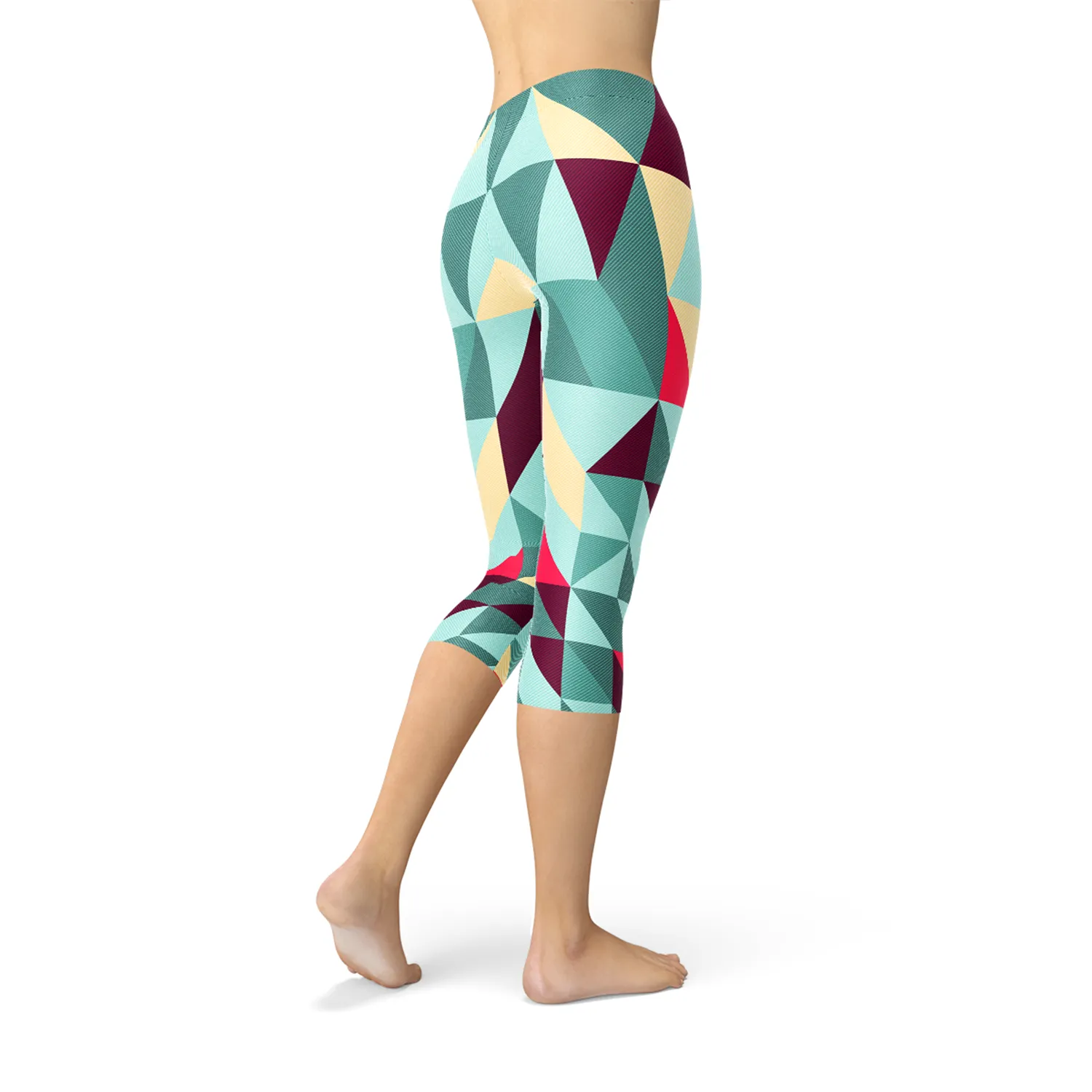 Chic Geometric Triangle Print Capri Leggings for Women