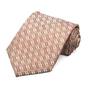 Dark Orange Broker Geometric Linen/Silk Necktie