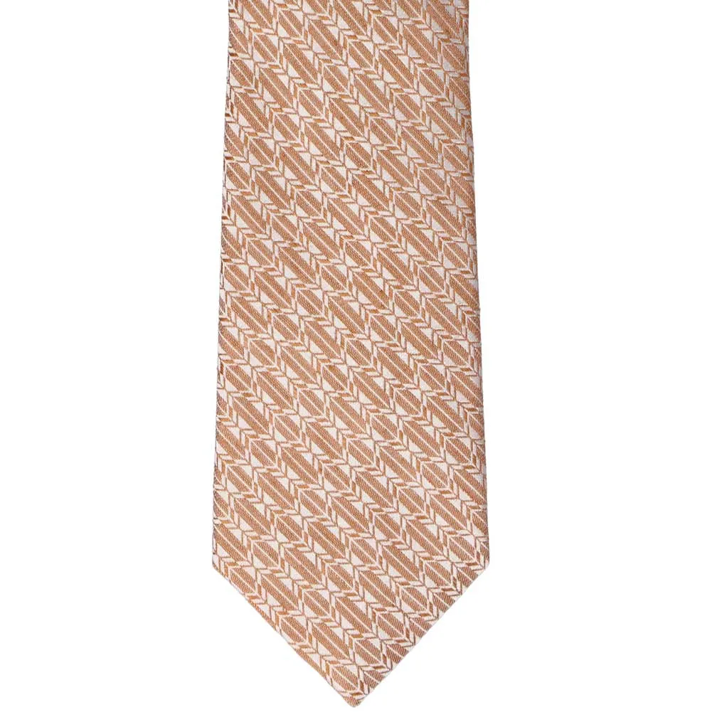 Dark Orange Broker Geometric Linen/Silk Necktie