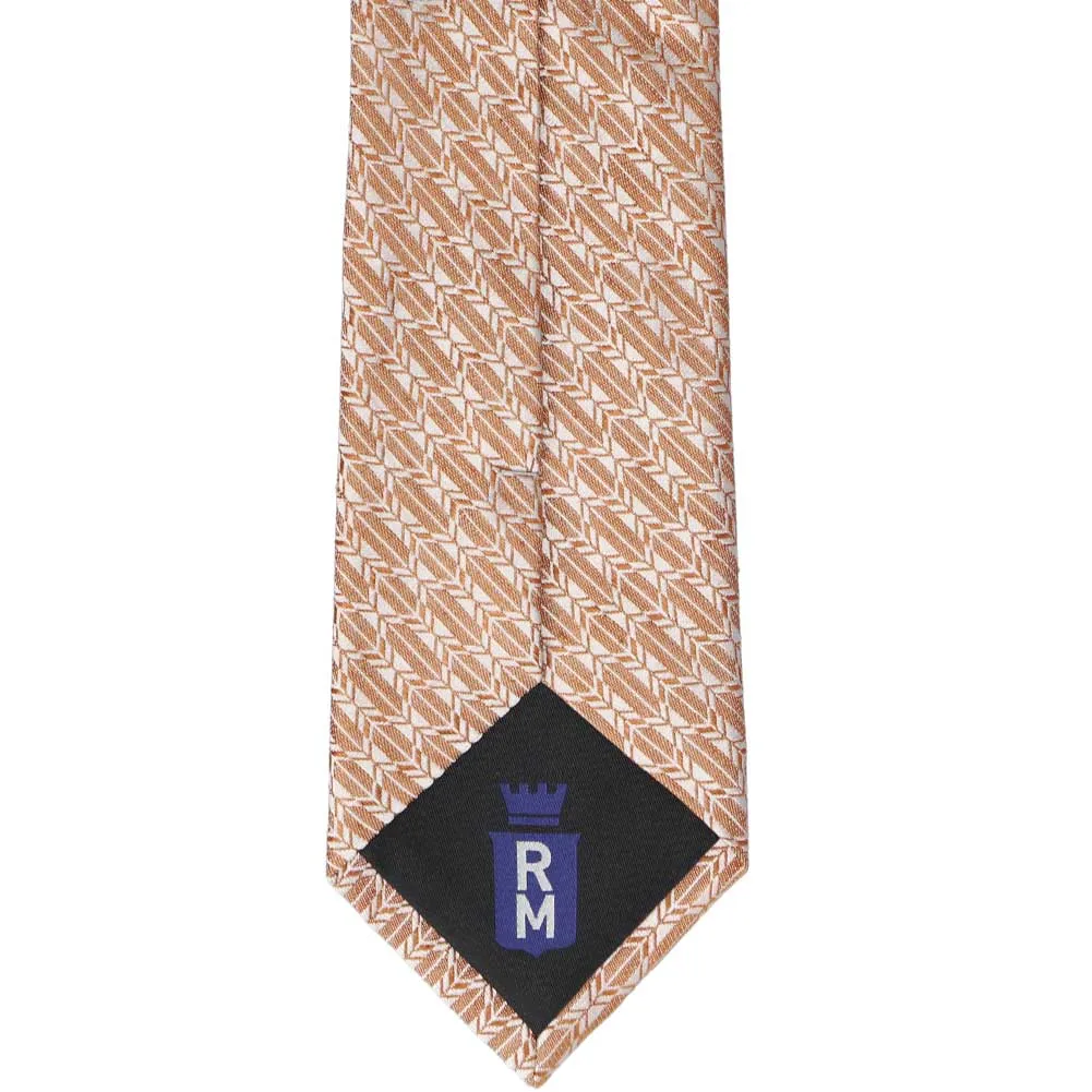 Dark Orange Broker Geometric Linen/Silk Necktie