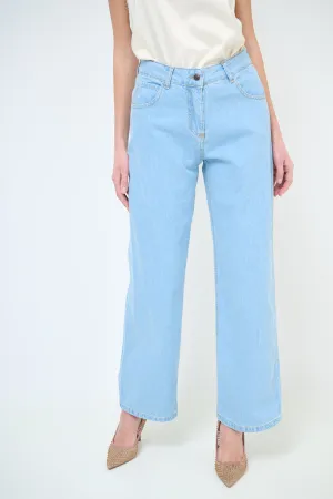 High-waisted wide leg denim jeans wholesale