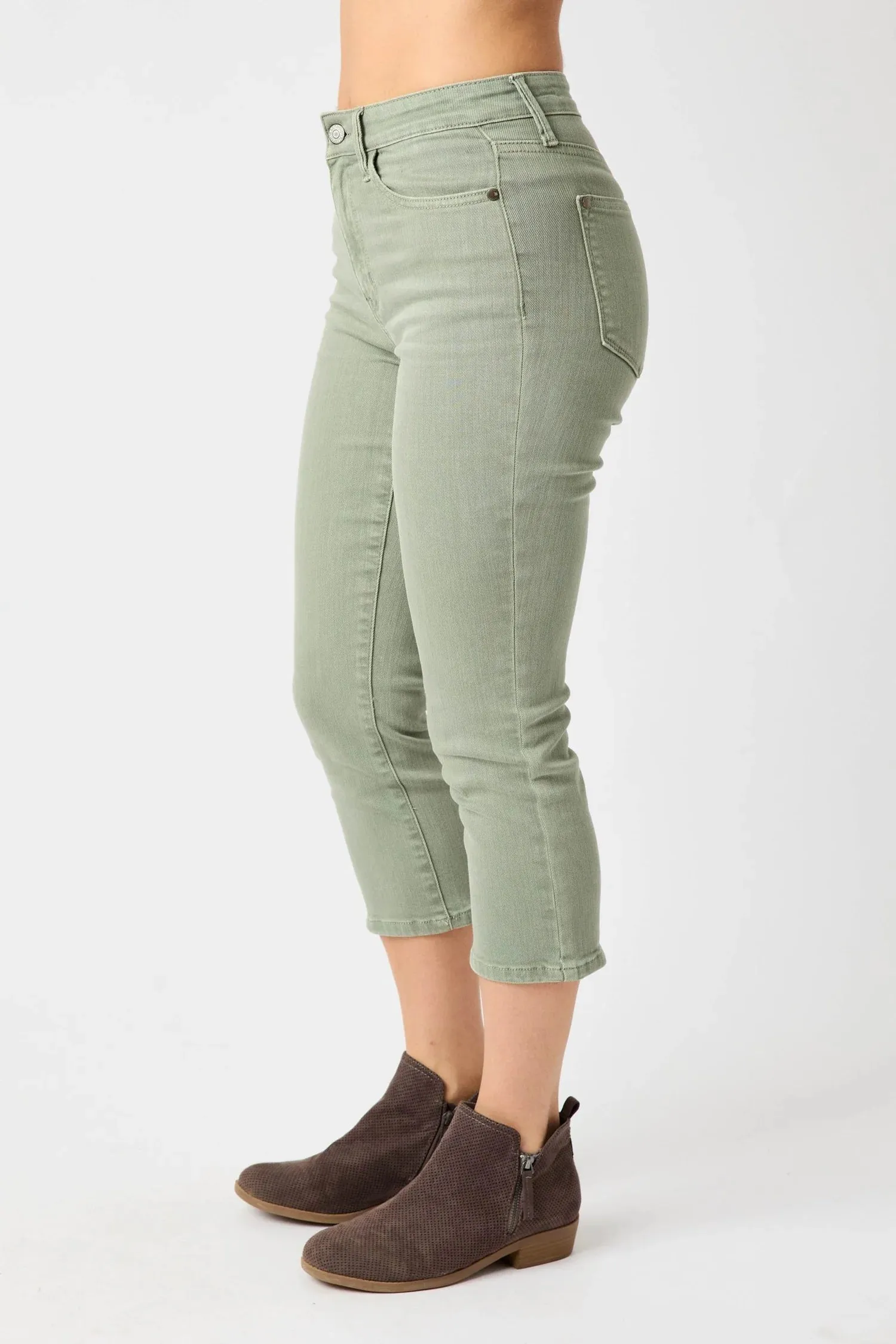 Judy Blue Sage MidRise Garment Dyed Capri