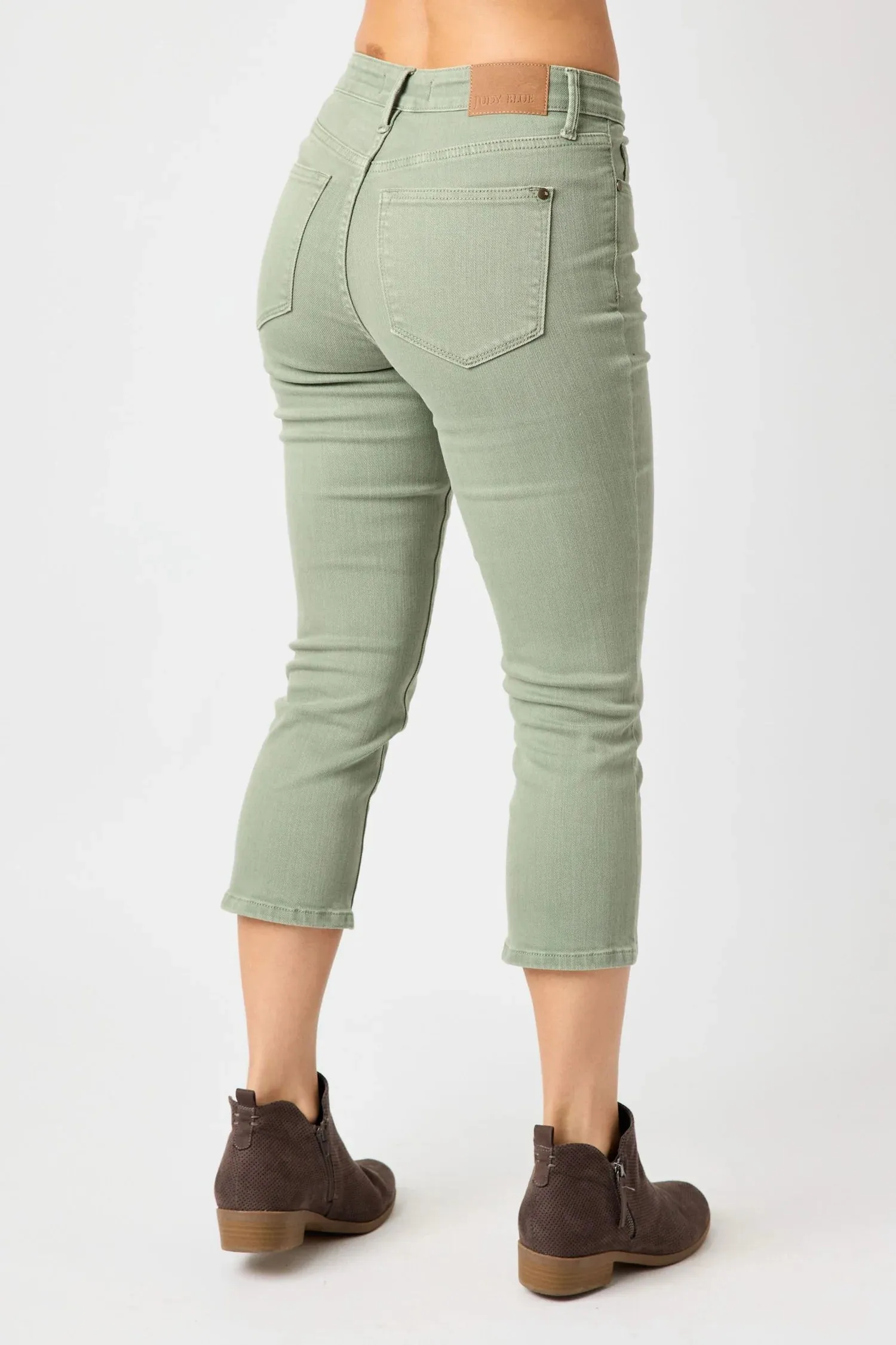 Judy Blue Sage MidRise Garment Dyed Capri