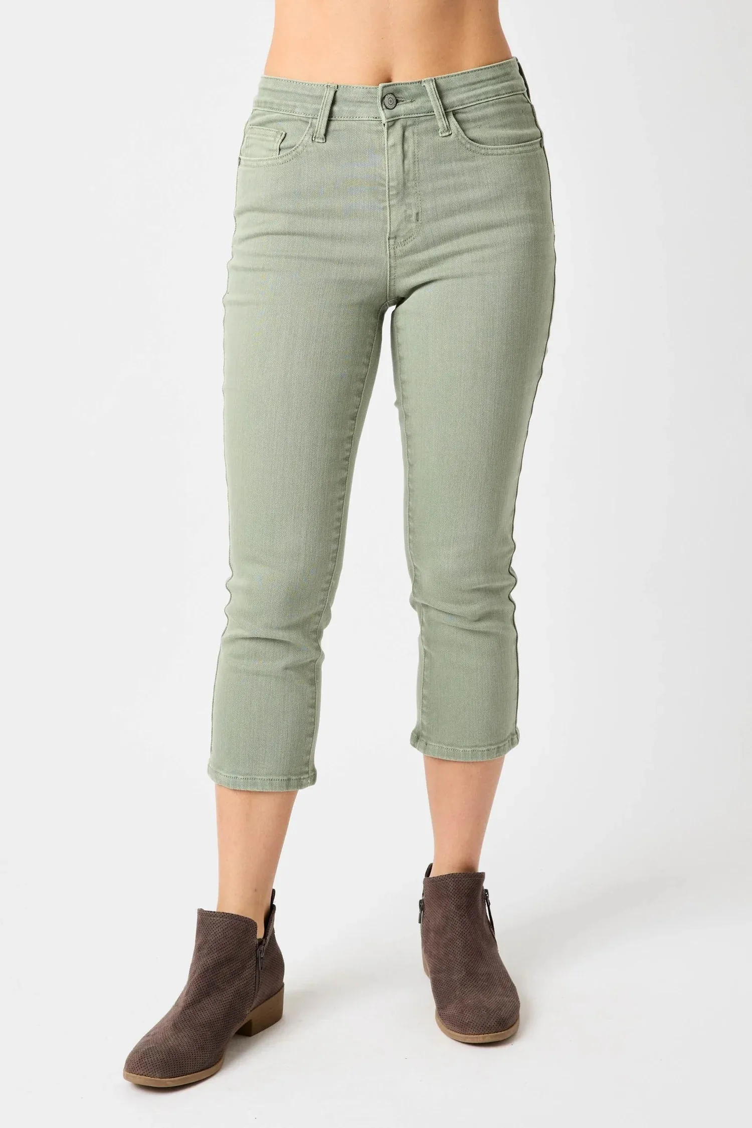 Judy Blue Sage MidRise Garment Dyed Capri