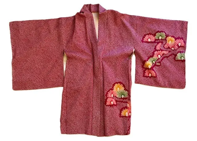Luxurious Textured Silk Haori Kimono Top. Supple, and Flattering (Mauve)
