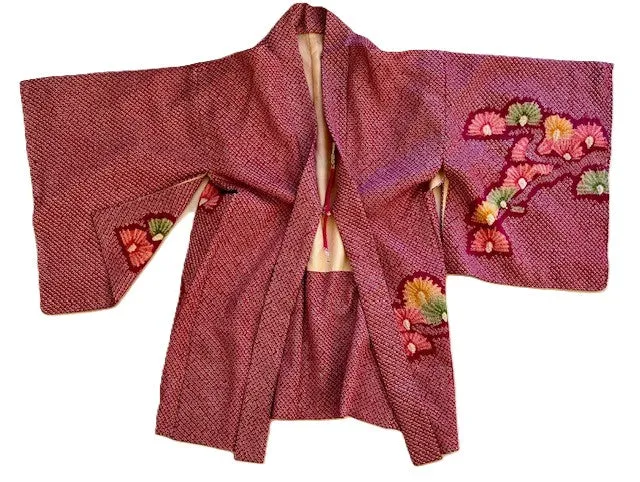 Luxurious Textured Silk Haori Kimono Top. Supple, and Flattering (Mauve)