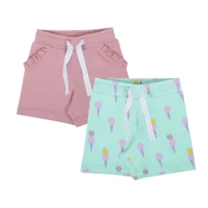 My Milestones Shorts - Aqua Icecream / Peach- 2 Pc Pack
