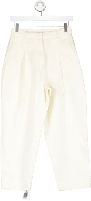 ONE Cream Wide Leg Crop Trousers UK 8