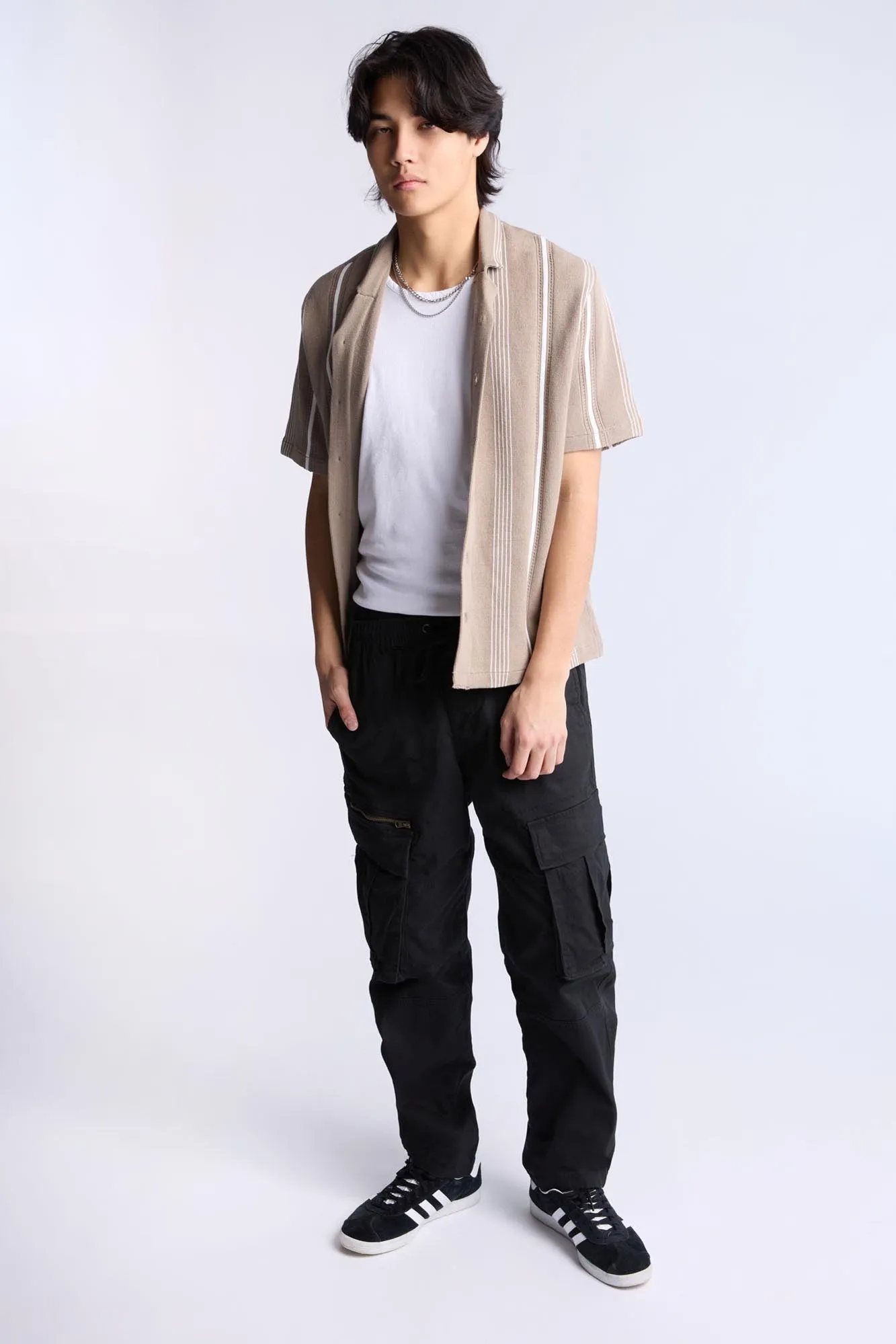 Relaxed Zip Cargo Twill Pants