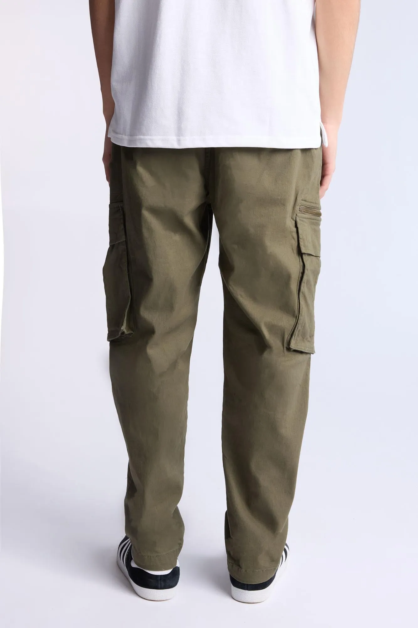 Relaxed Zip Cargo Twill Pants