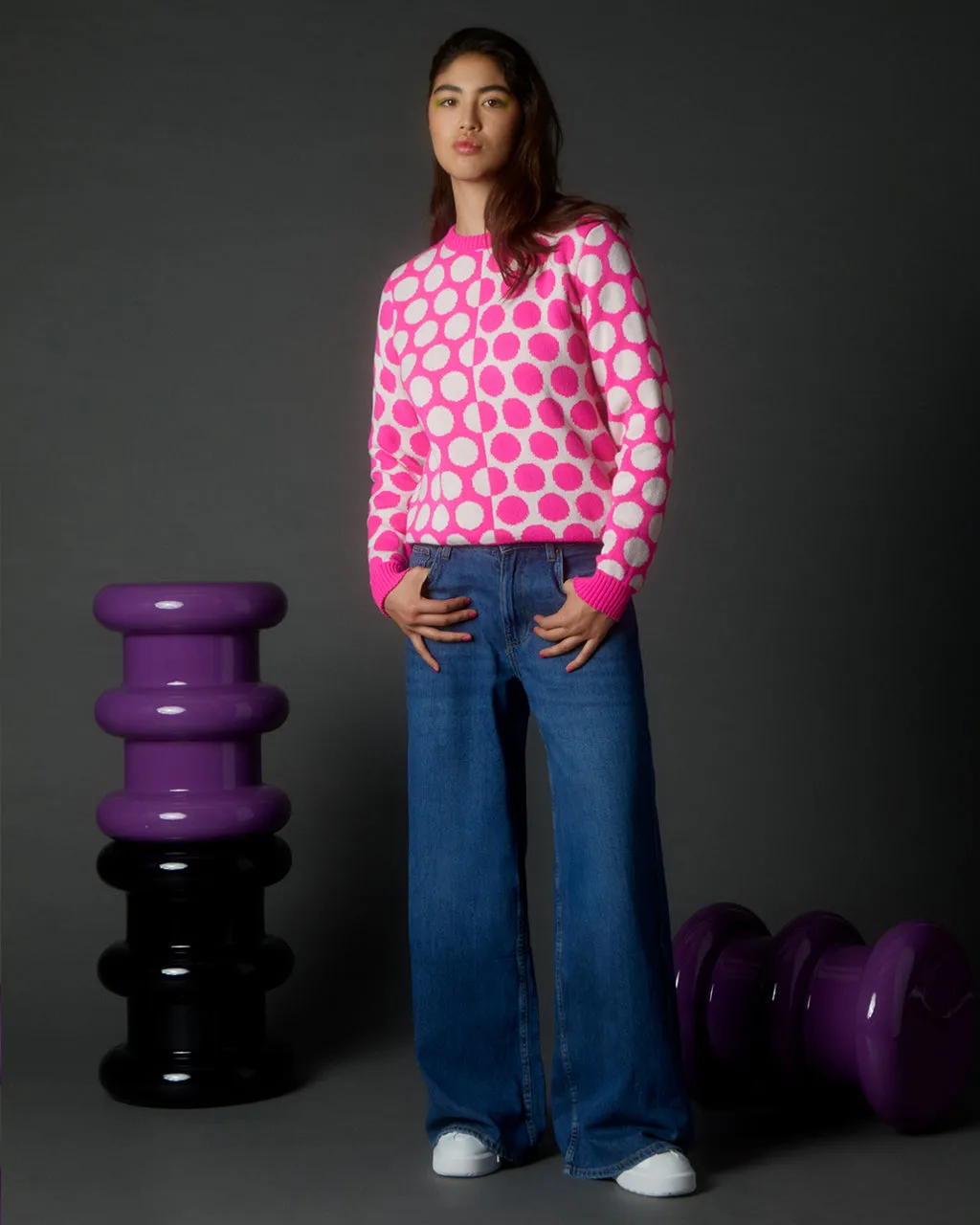 Reversed Circles Wool & Cashmere Jumper Pink