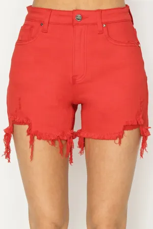 Rhea - High Rise Distressed Denim Shorts - Risen - Exclusively Online