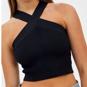 Ribbed Halter Racerback Crop Tank