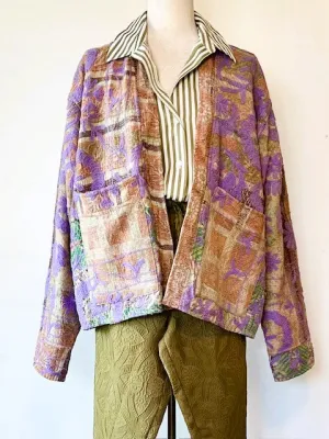 Specialty Collection: Quilted Hand Embroidered Short Jacket Tie Dyed. Fully Reversible.
