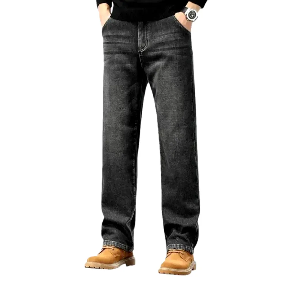 Straight fit dark faded men's jeans