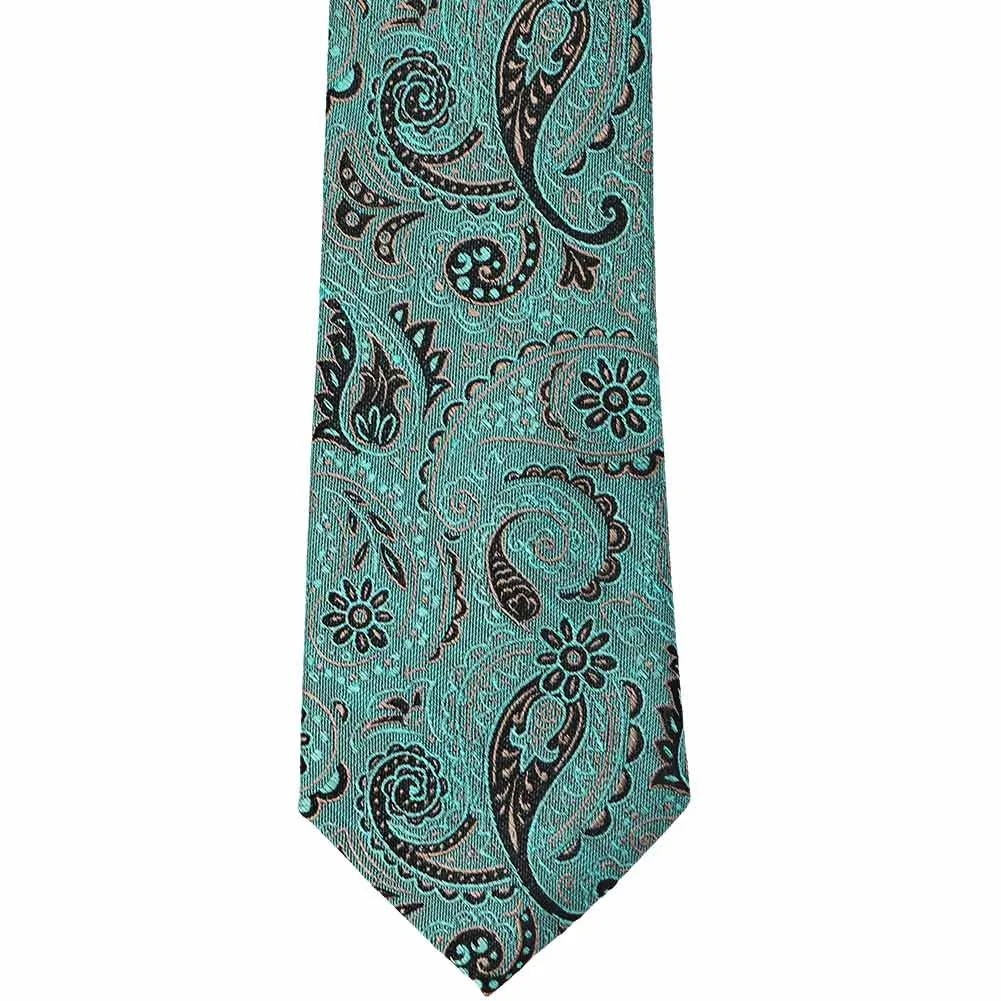 Teal Publicist Paisley Linen/Silk Necktie