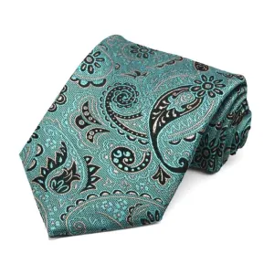 Teal Publicist Paisley Linen/Silk Necktie