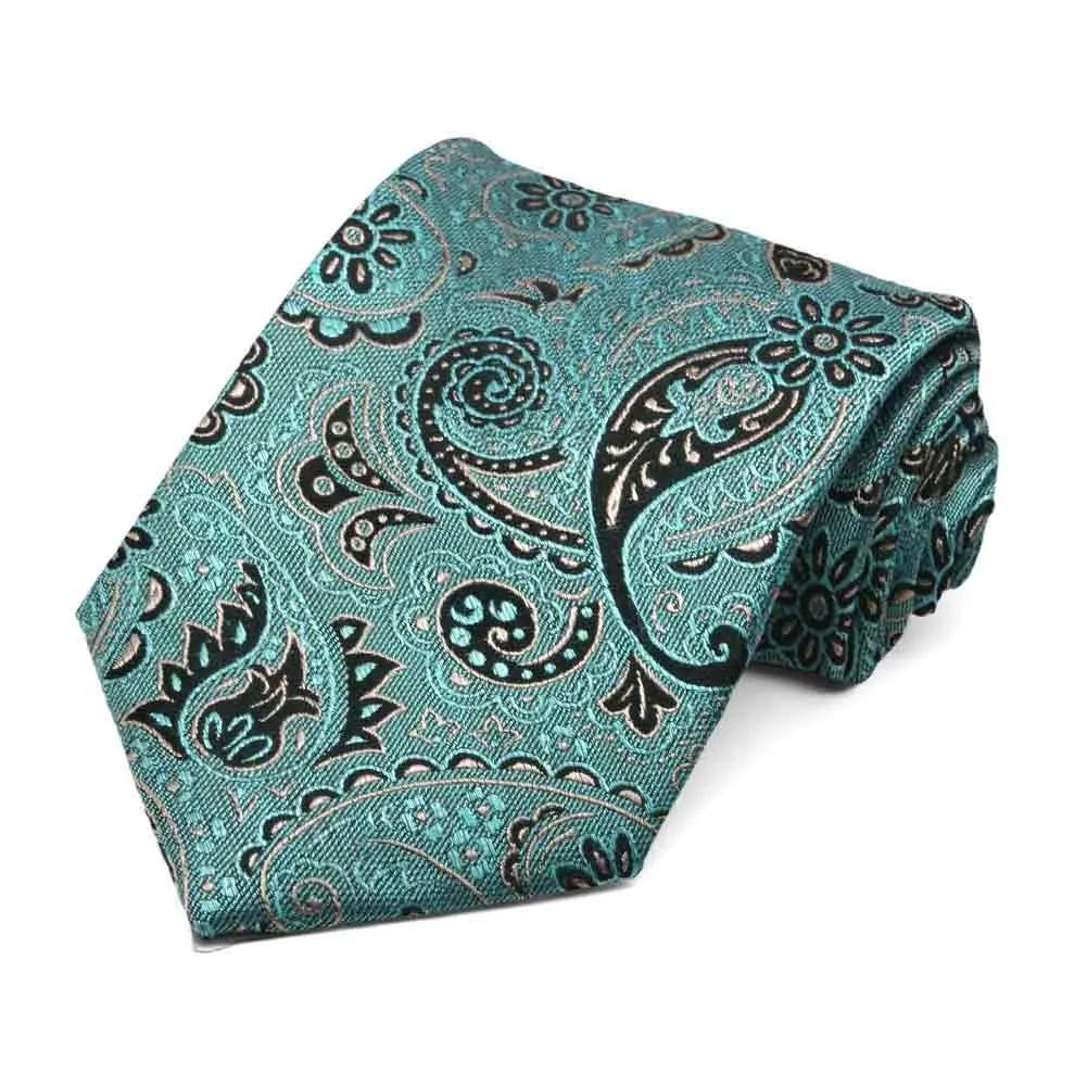 Teal Publicist Paisley Linen/Silk Necktie