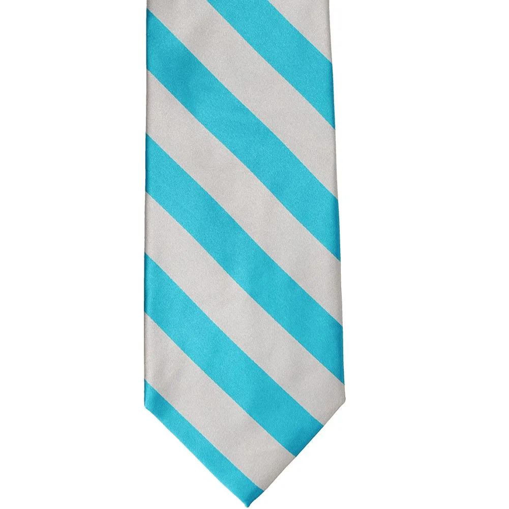 Turquoise and Silver Striped Tie