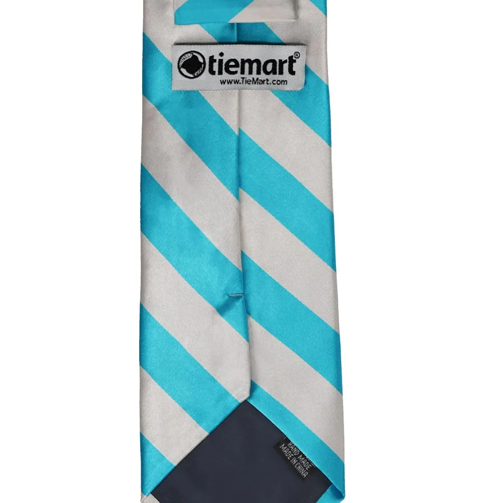 Turquoise and Silver Striped Tie