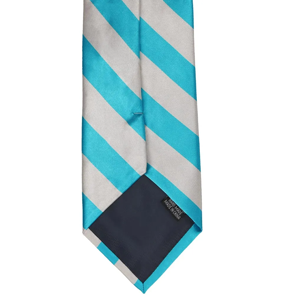 Turquoise and Silver Striped Tie