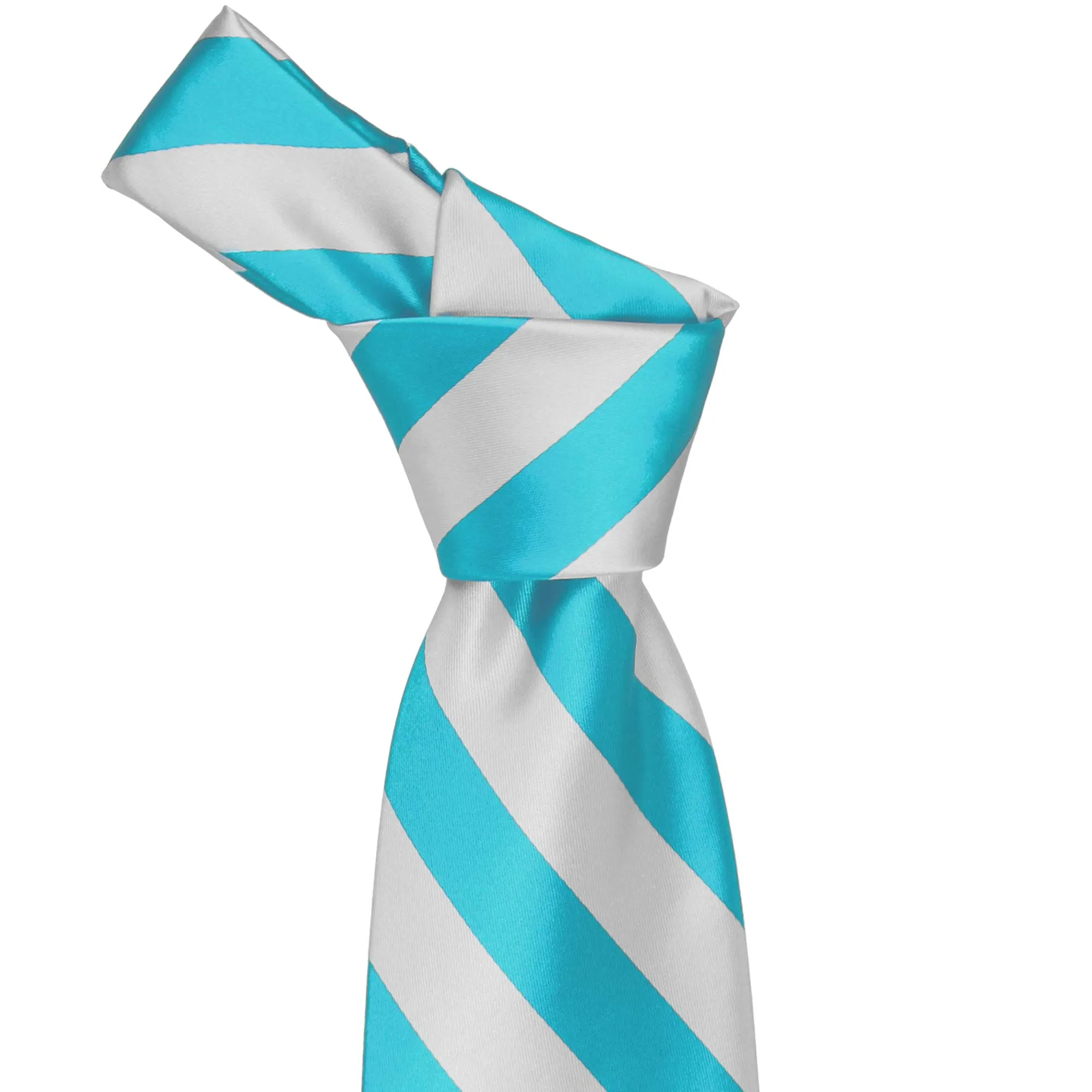 Turquoise and Silver Striped Tie