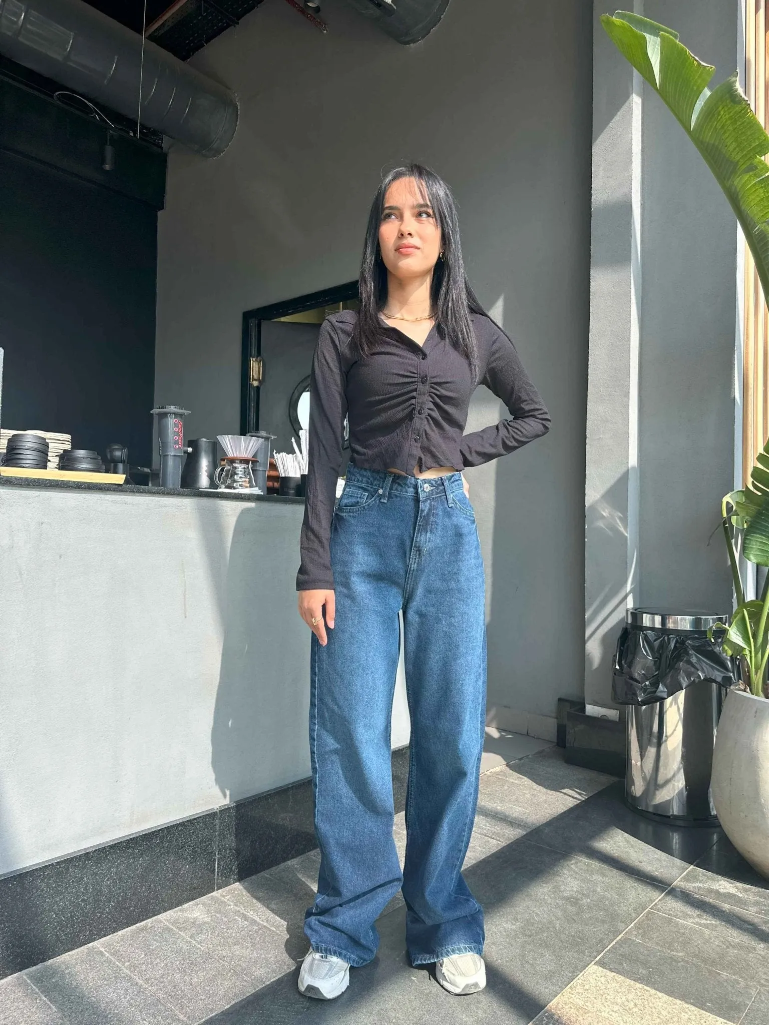 Wide Leg - Classic Navy Blue Jeans.