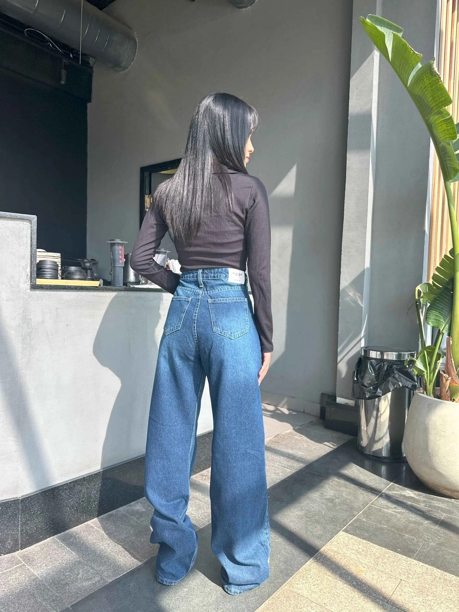 Wide Leg - Classic Navy Blue Jeans.