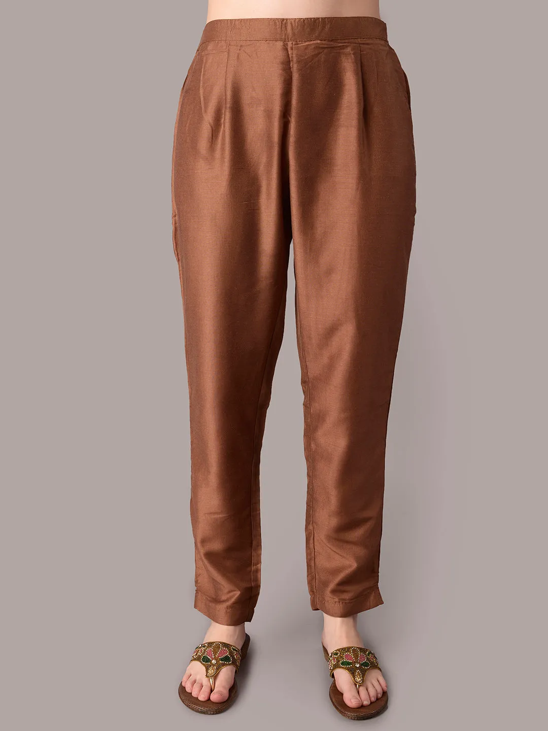 Women Brown Kurta Trouser Dupatta