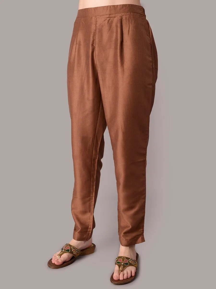 Women Brown Kurta Trouser Dupatta