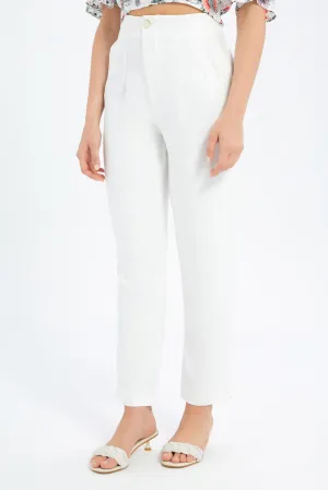 Women White Slim Fit Trouser